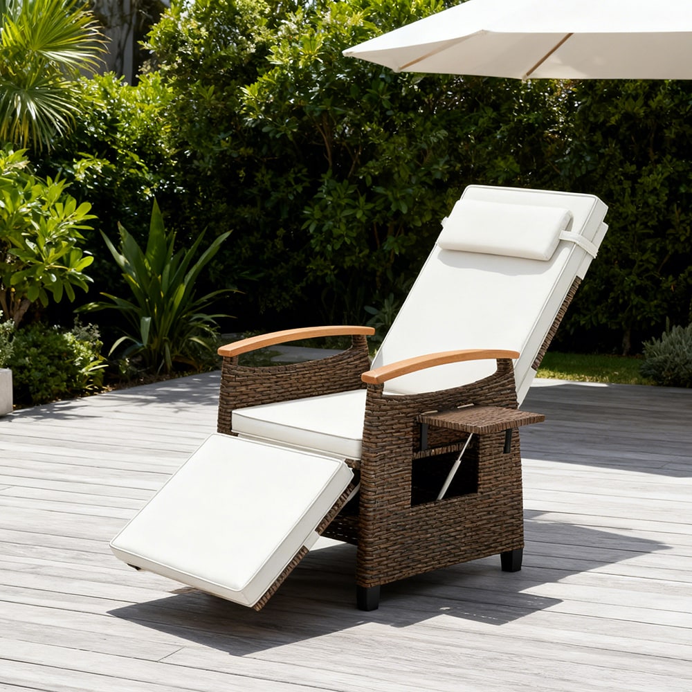 Patio Wicker Recliner Chair With Adjustable Backrest And Footrest_voghion.com